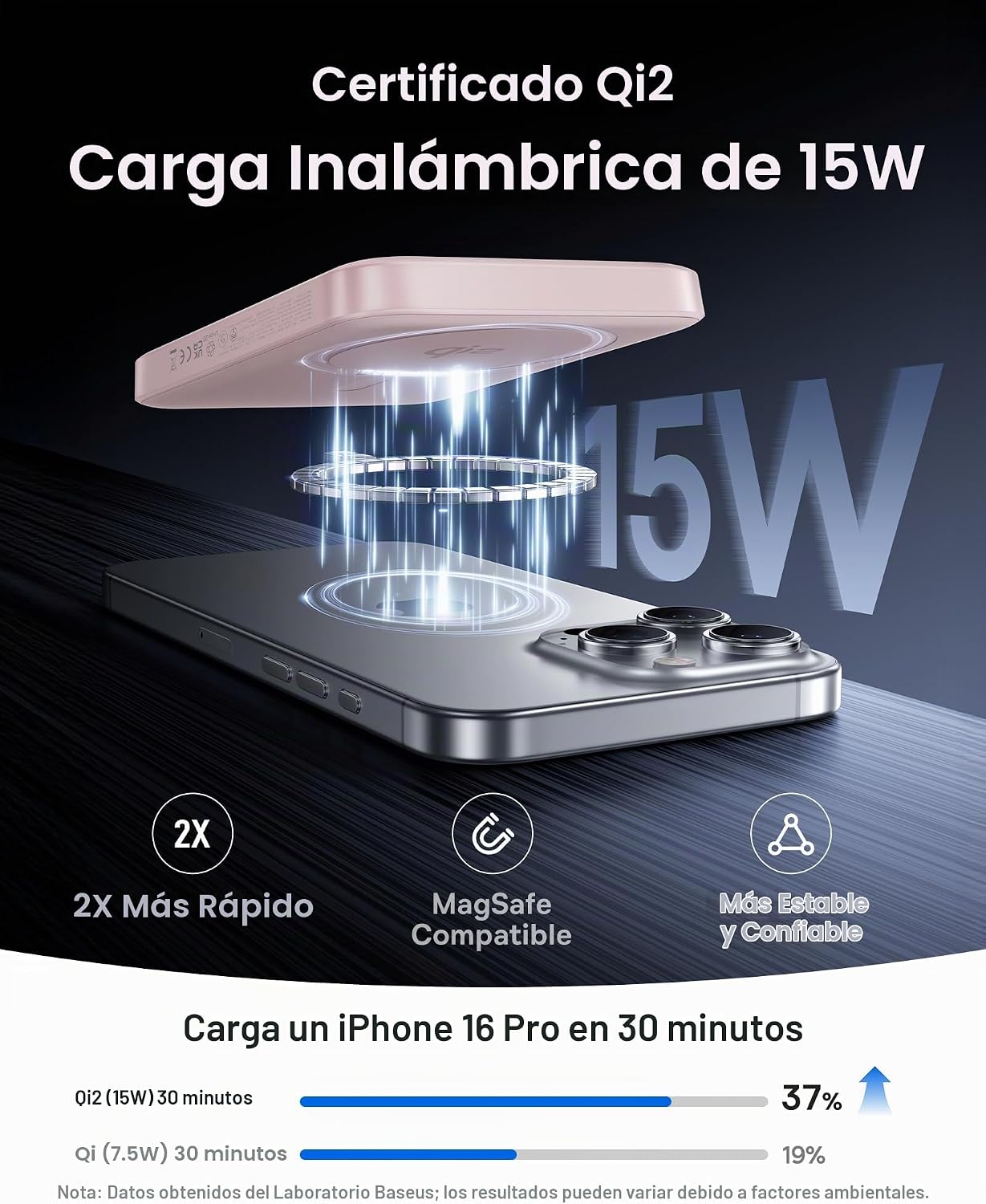 Baseus - Cargador portátil para MagSafe, banco de energía magnética...