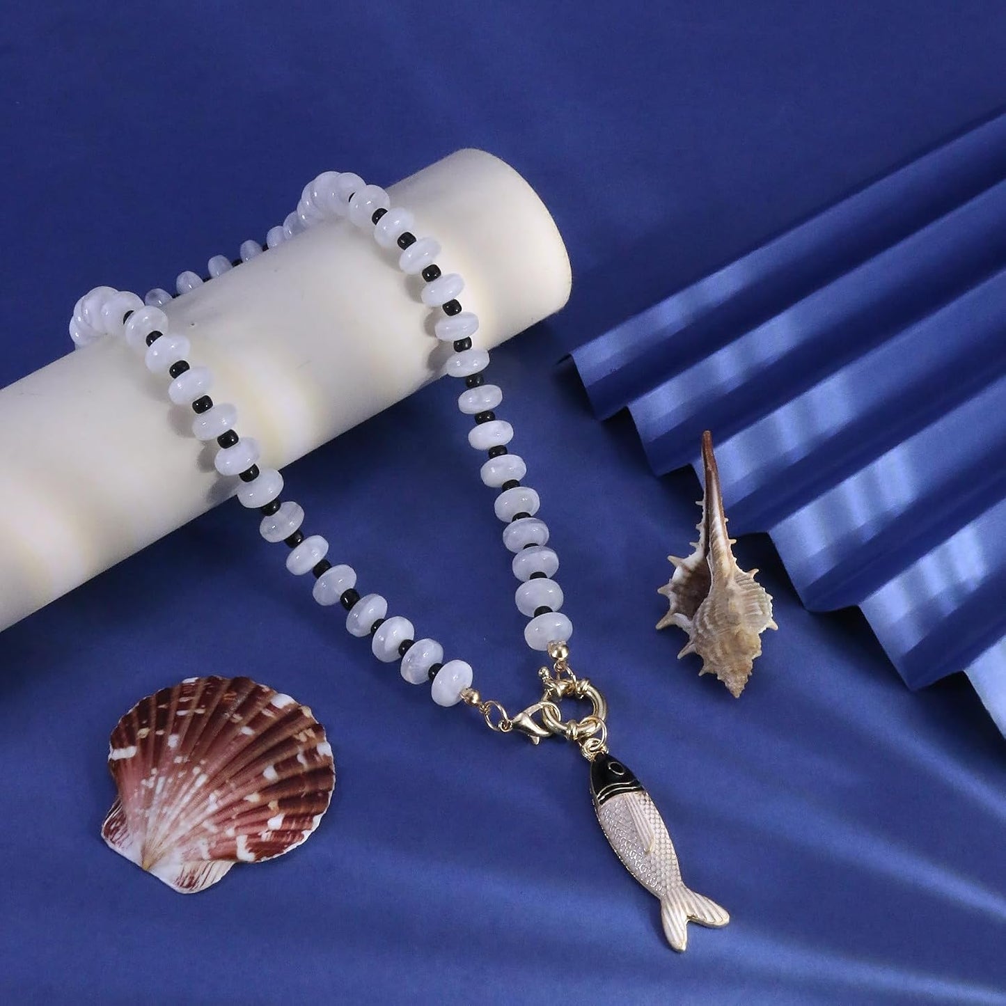 GLRITY Collares bohemios de peces con cuentas para mujer, collar de...