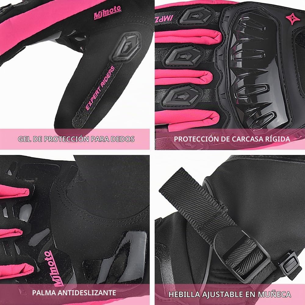 mjmoto Guantes de motocicleta a prueba de viento, impermeables, gua...