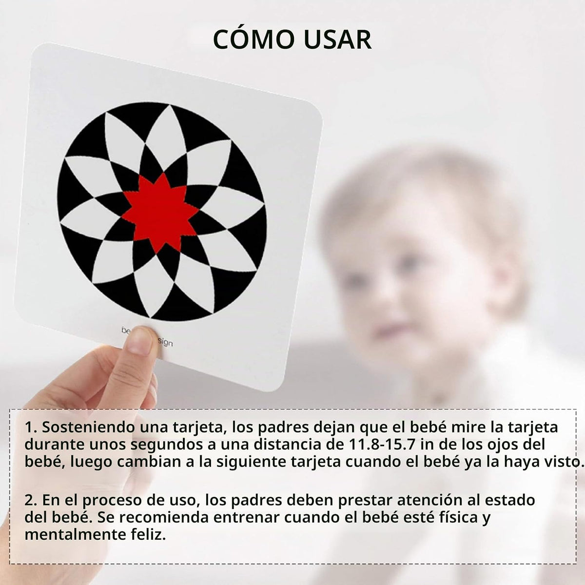 beiens Tarjetas didácticas para bebés de alto contraste, color blan...