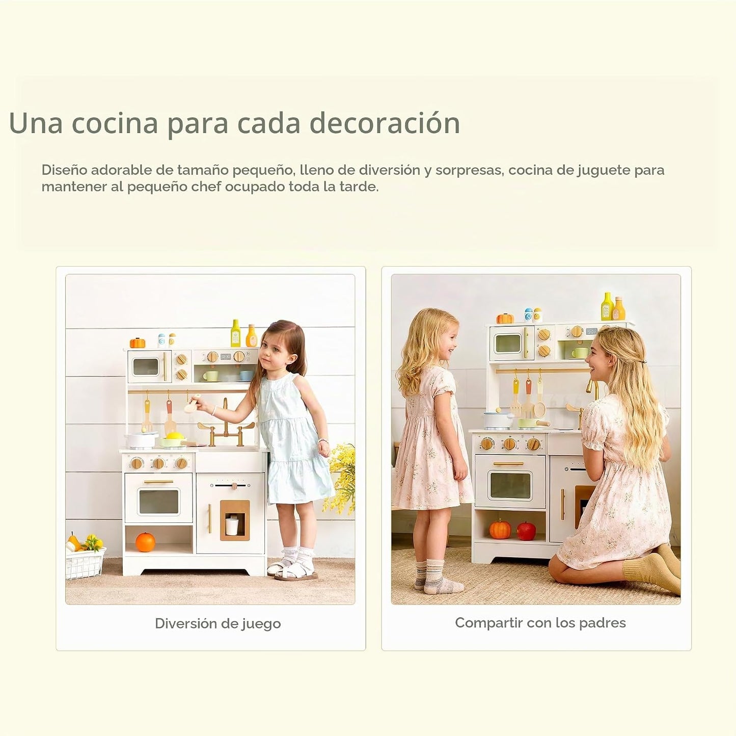 Cocina de juego de madera para niños con máquina de hielo: pequeño...