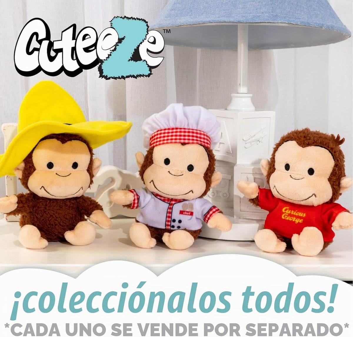 Curious George Cuteeze - Mono de peluche de animal de peluche, boni...
