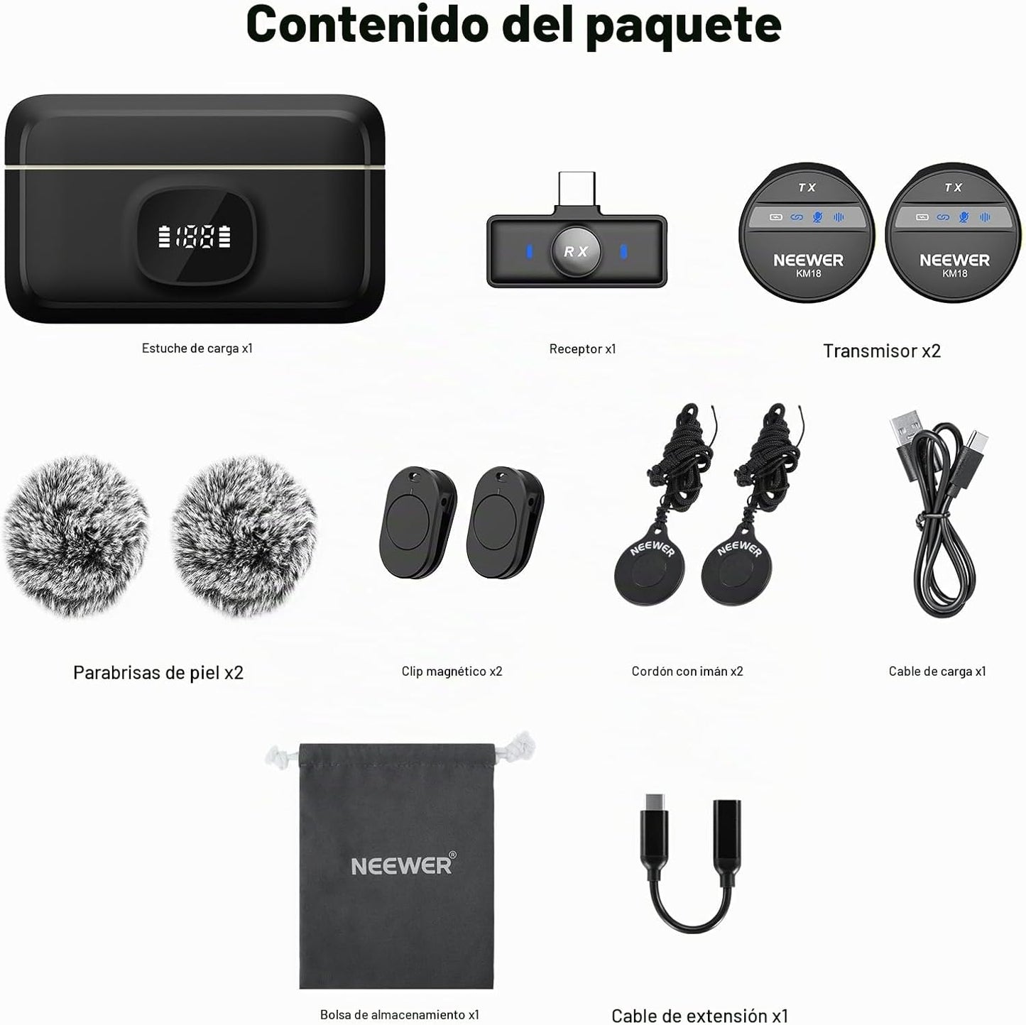 NEEWER Sistema de Micrófono Lavalier Inalámbrico Compatible con iPh...