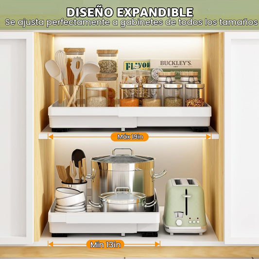 DOMNIU Organizadores de gabinete extraíbles expandibles, blanco, 20...