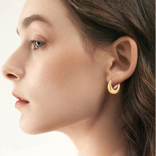 6 pares de aretes de aro chapados en oro de 14 quilates para mujer,...