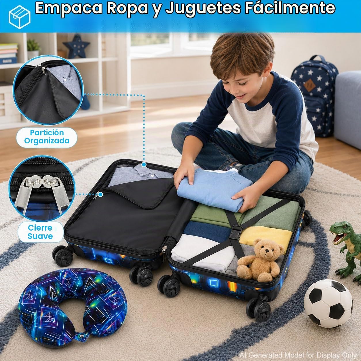 Juego de equipaje de mano ligero para niños, 2 piezas con ruedas, m...