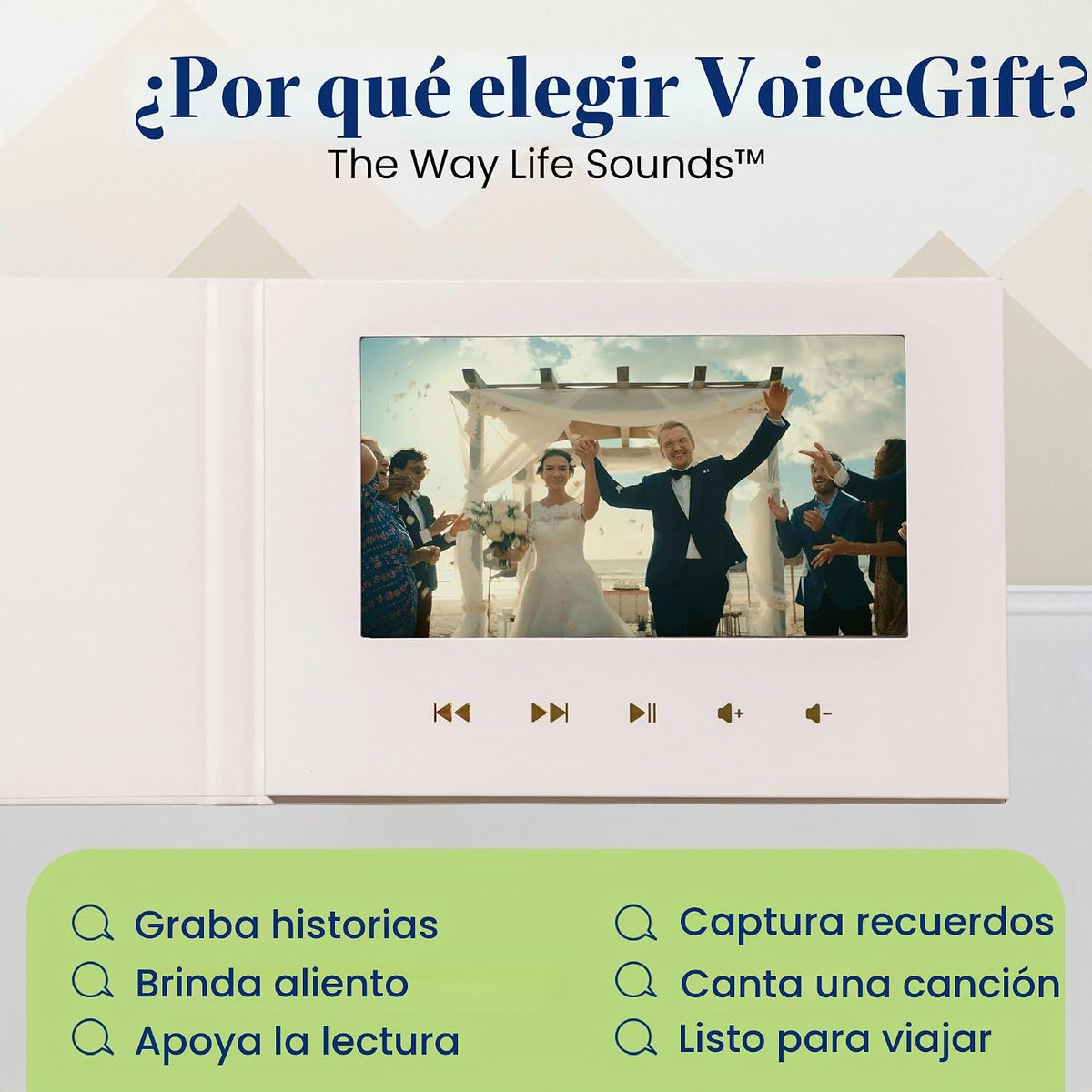 VoiceGift - Libro de video de 7 pulgadas con pantalla IPS HD, libro...