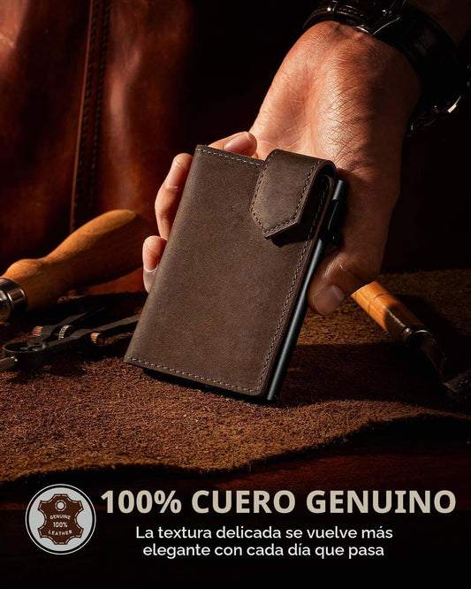 LORZOR Cartera delgada para hombres con cierre de seguridad, carter...
