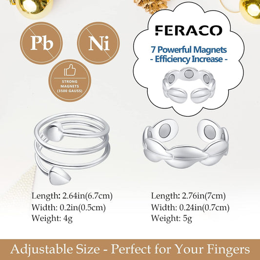 Feraco 2 piezas Anillos de cobre para mujer, anillo magnético de pu...