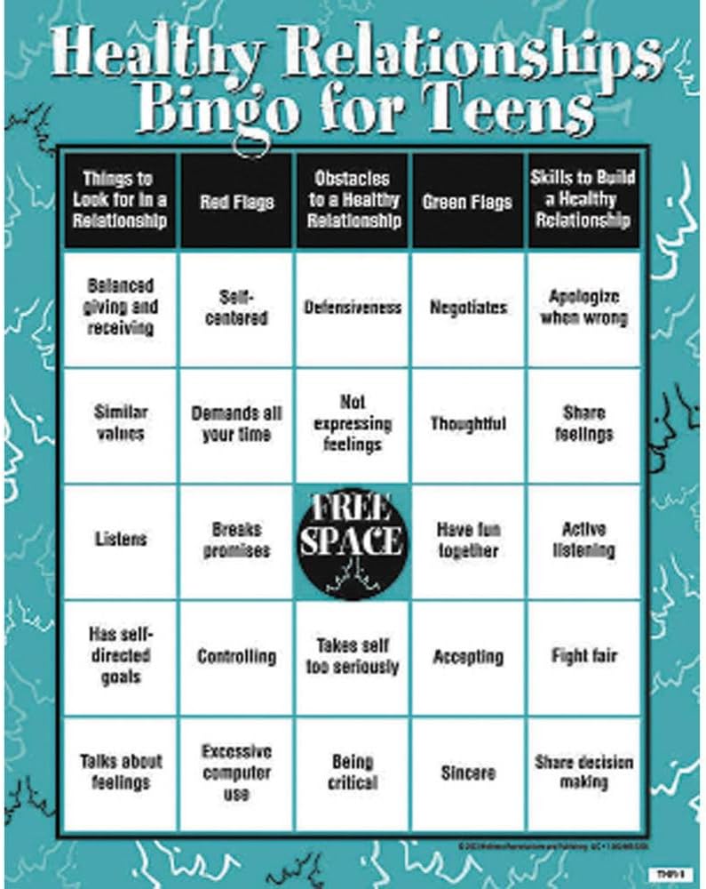 Wellness Reproductions & Publishing Bingo de relaciones saludab...