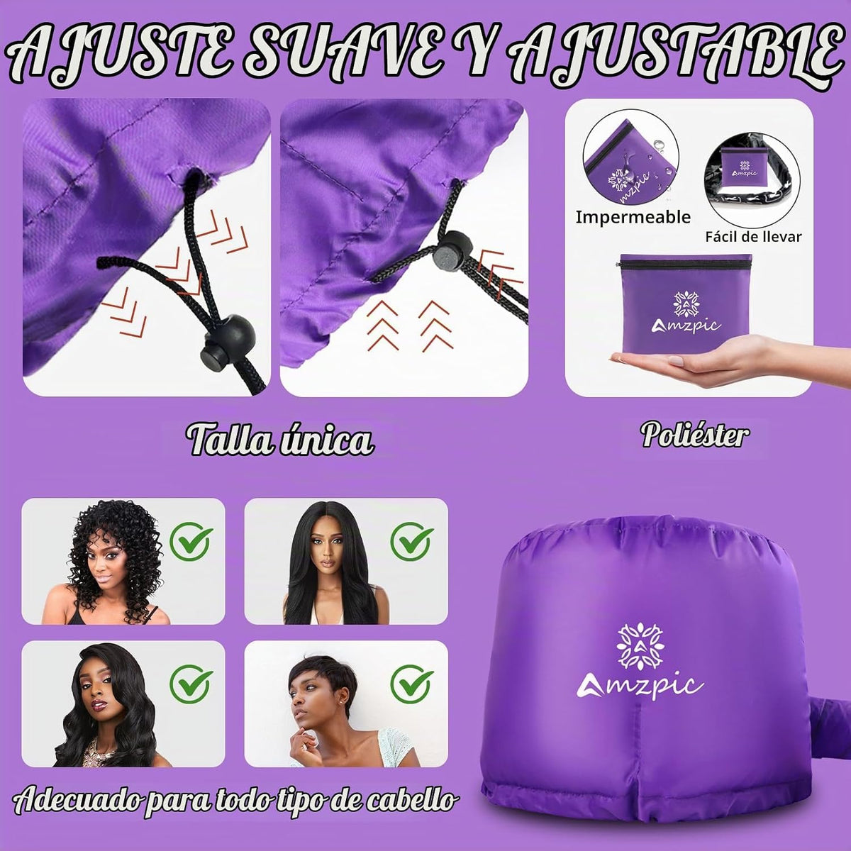Accesorio para secador de pelo de capó, suave, ajustable, extra gra...