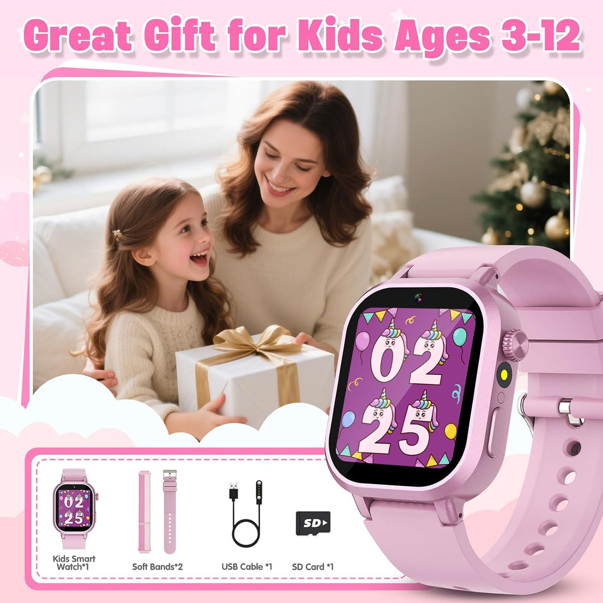 Wiszodet Reloj inteligente impermeable para niños, regalo para niña...