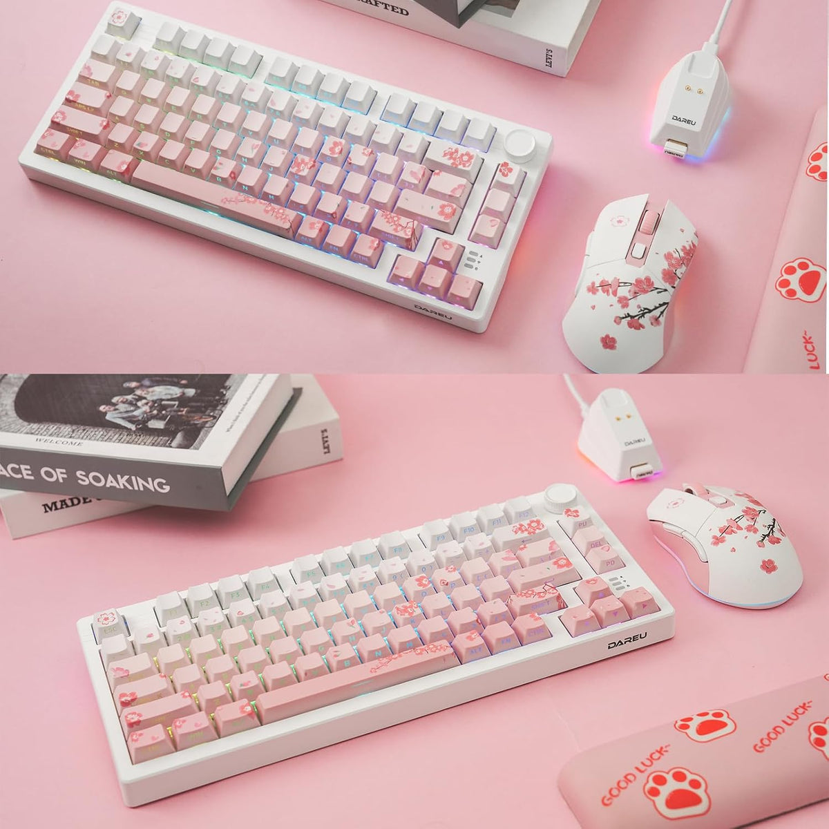 DAREU EK75PRO Sakura Pink Teclado mecánico inalámbrico para juegos...