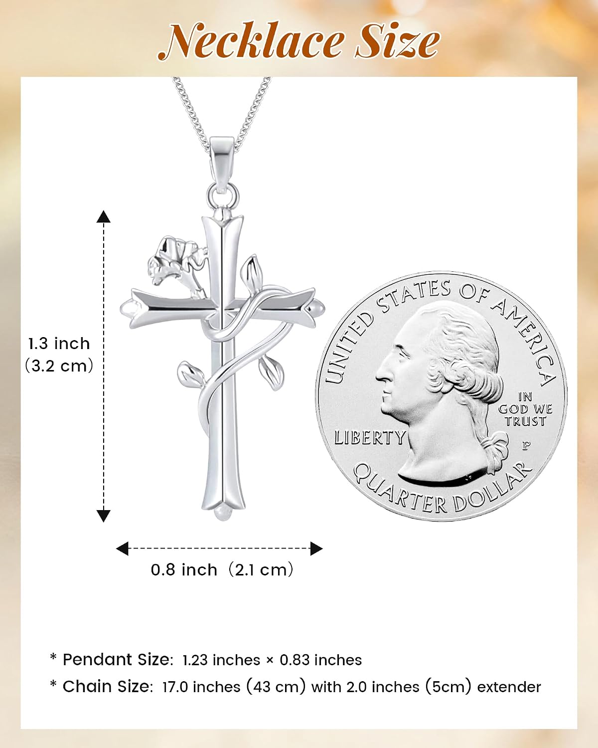 Collar de cruz ACECHA para mujer | Collar colgante de fe de plata c...