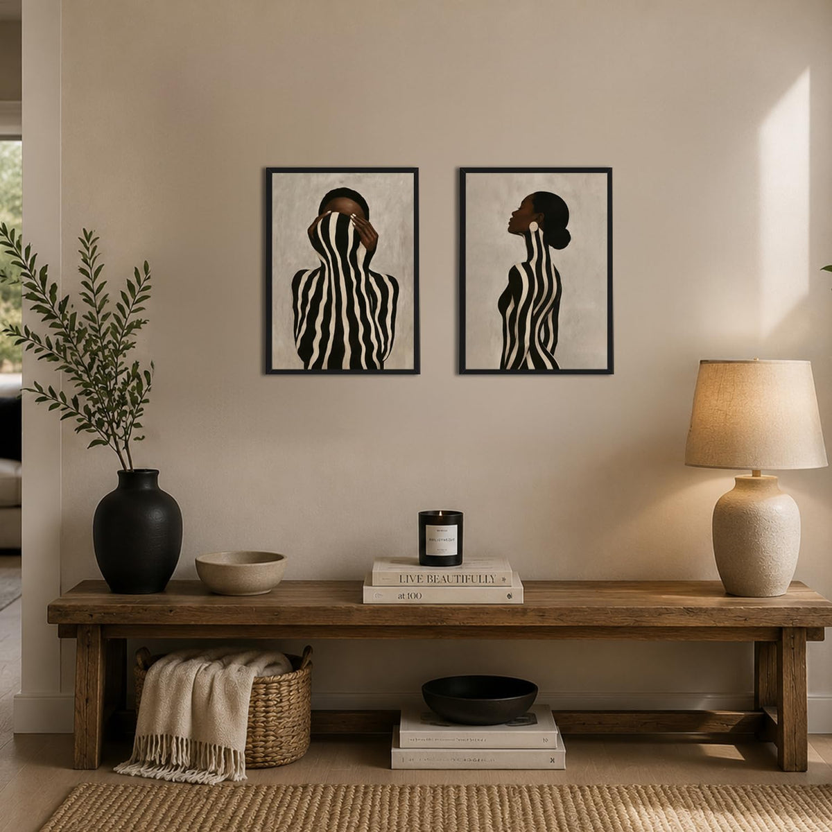Arte de pared de mujer negra, lienzo afroamericano, decoración de p...