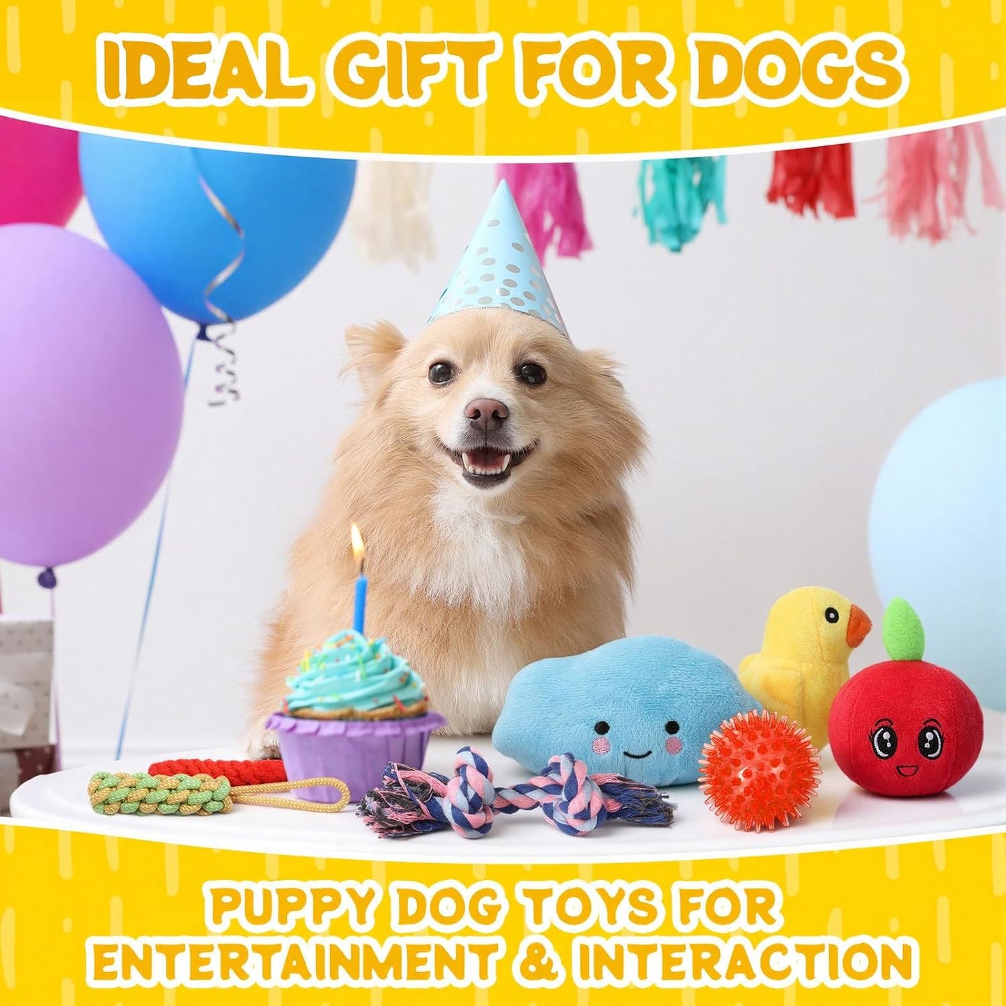 Soulchen Paquete de 100 juguetes para perros pequeños, juguete chir...