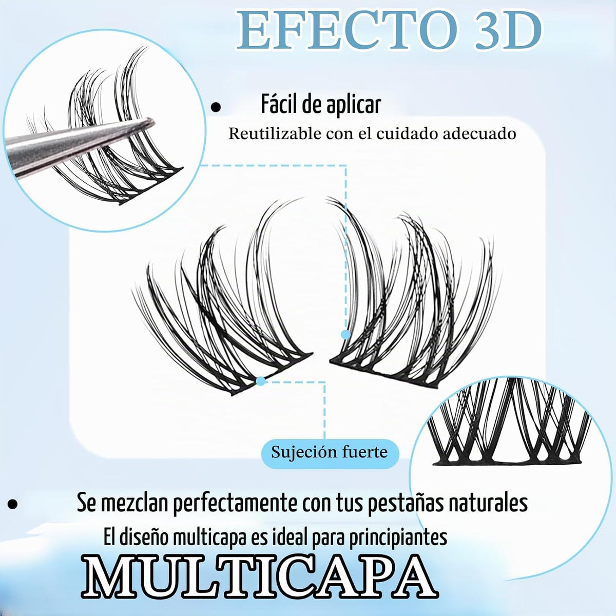 SLSXNL Racimos de pestañas naturales Wispy, racimos de pestañas fal...