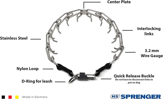 Herm Sprenger Dogline - Collar de entrenamiento para perros de acer...