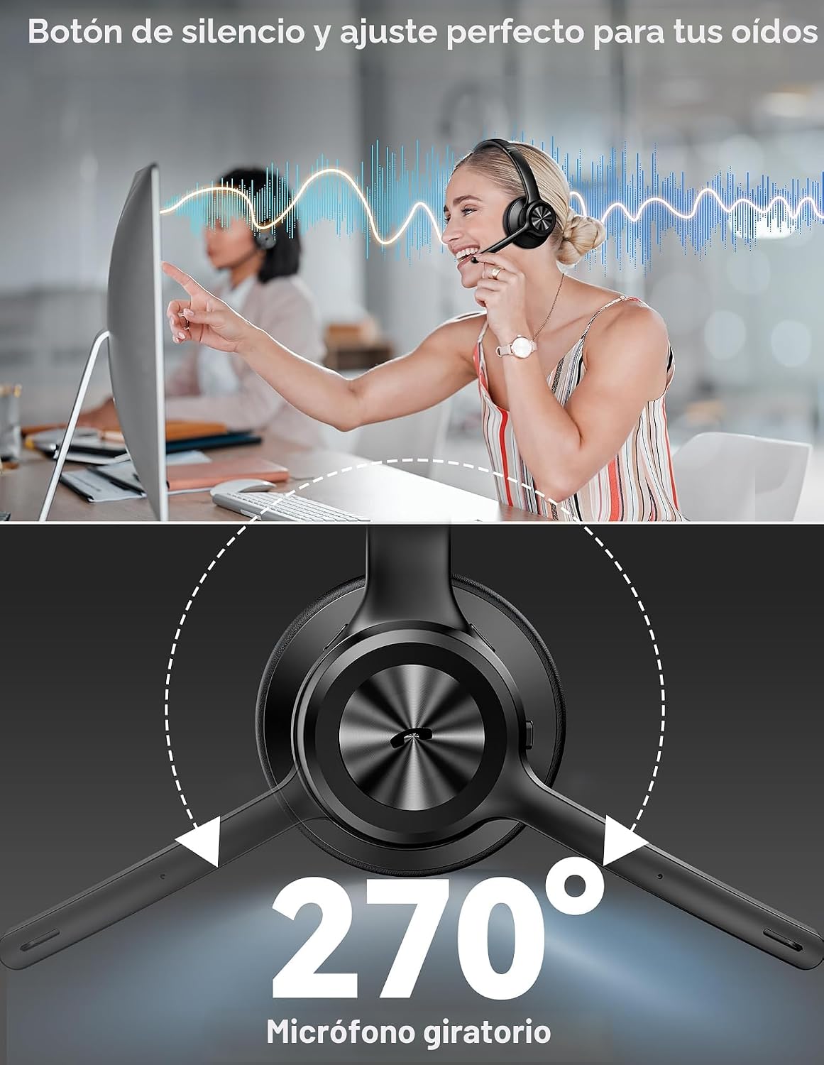 TECKNET Auriculares Inalámbricos, Auriculares Bluetooth con Micrófo...