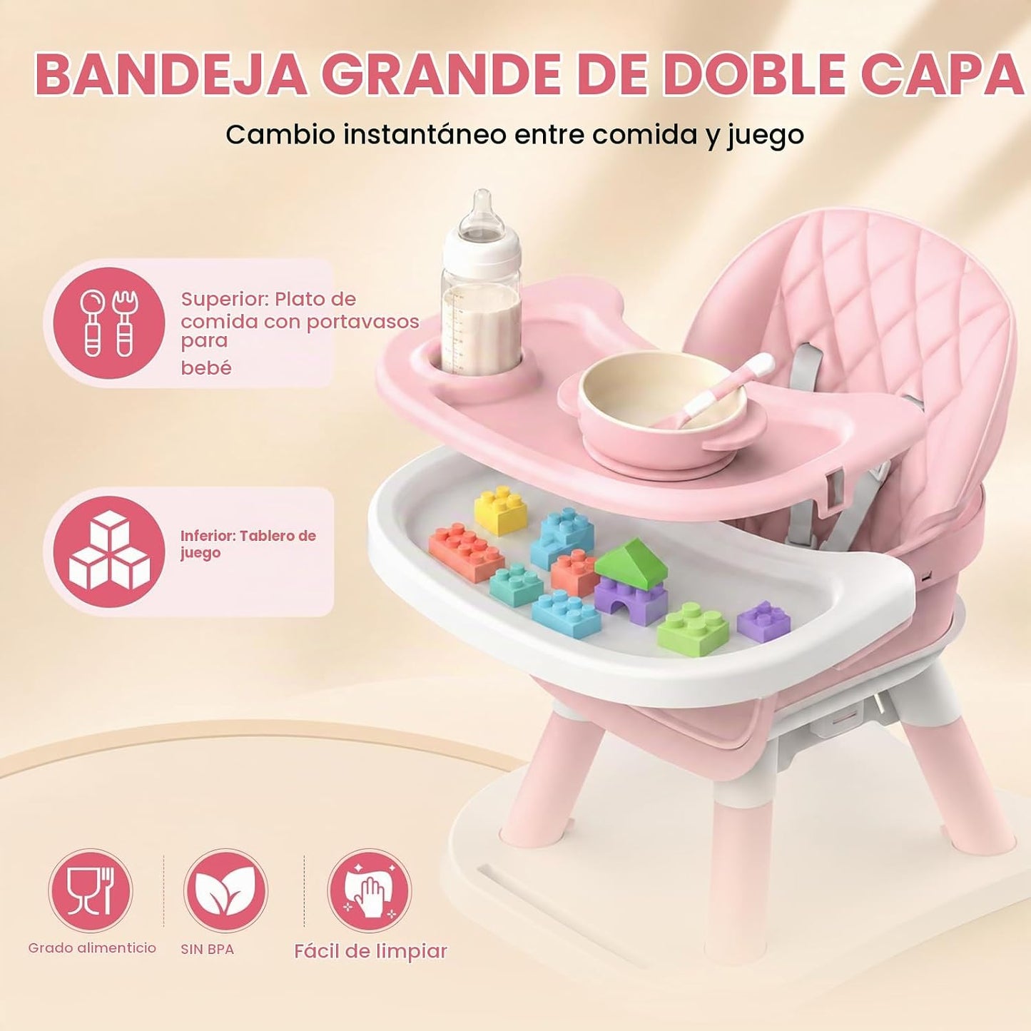 Sillas altas para bebés y niños pequeños, silla alta convertible 8...