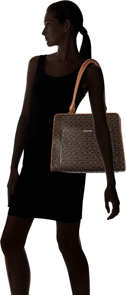 Calvin Klein - Bolso de mano con logotipo de Margot texturizado par...