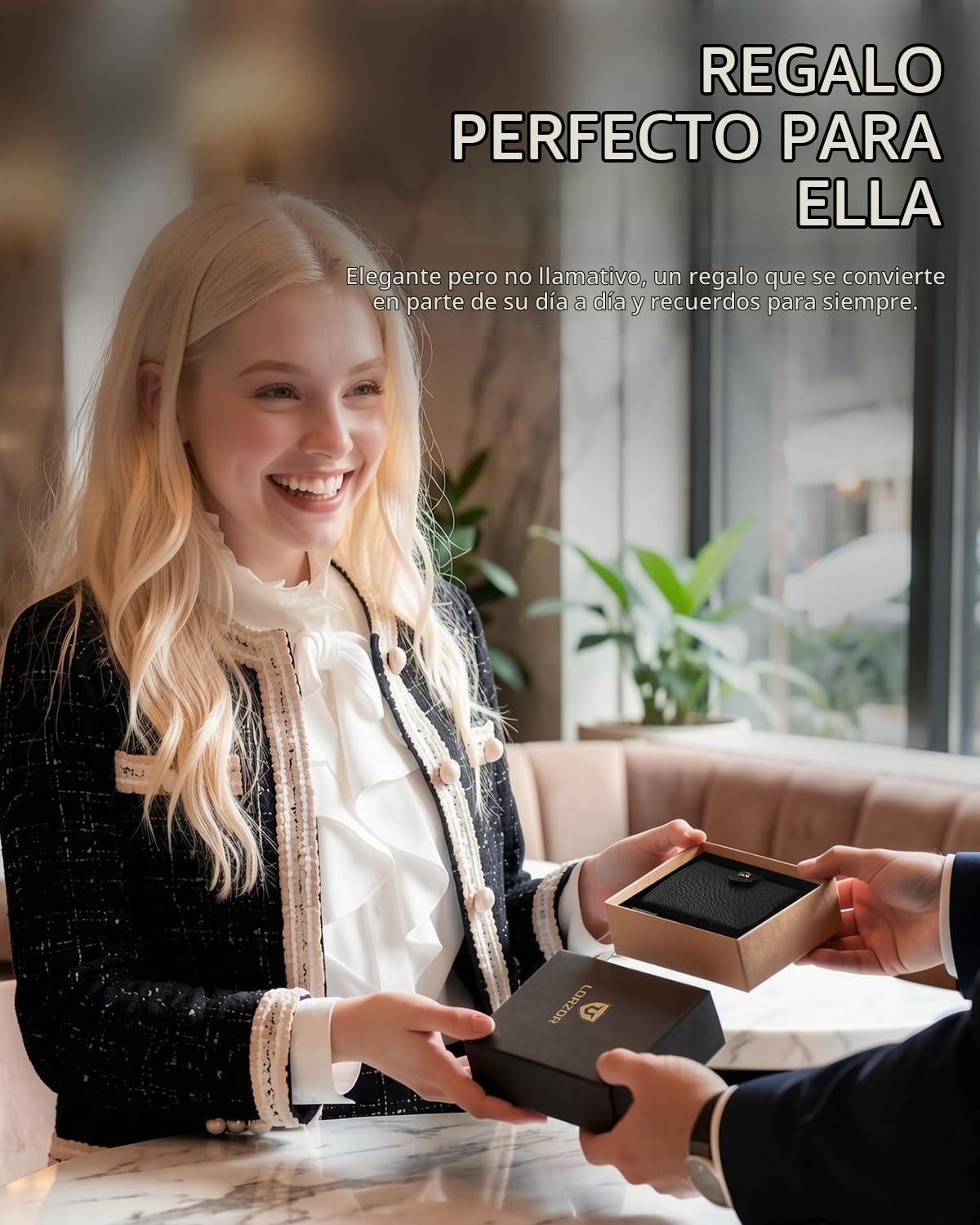 LORZOR Cartera de mujer con bloqueo RFID para mujer, tamaño pequeño...