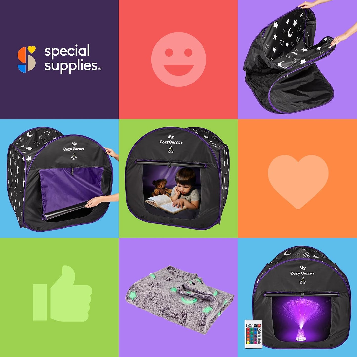 Special Supplies Tienda de campaña sensorial opaca para niños, sala...