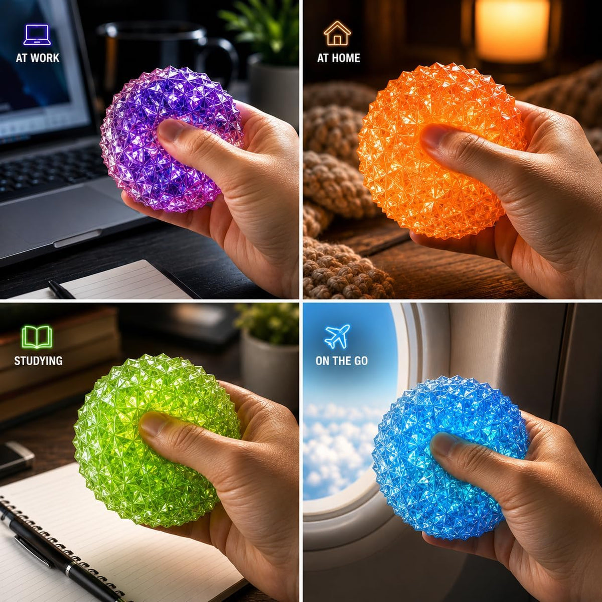 Pelota sensorial firme para adultos, juguete texturizado para alivi...