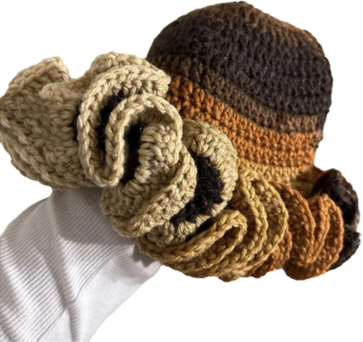 HISYI Sombrero de ganchillo hecho a mano para mujer, naranja, media...