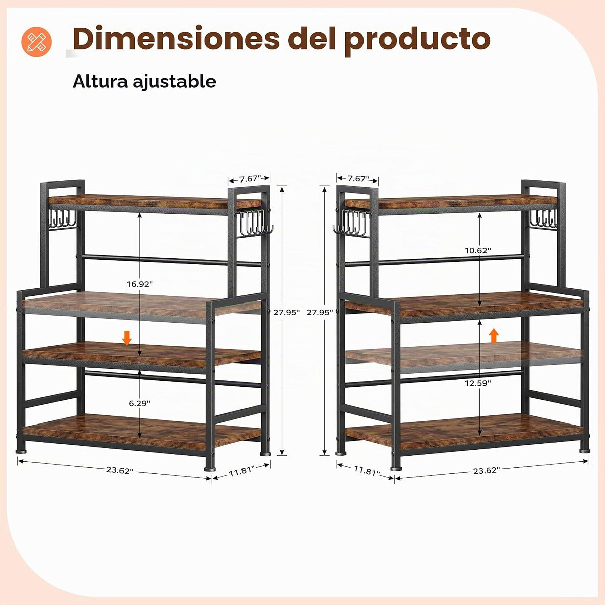 Organizador Grande de Encimera de Cocina de 23.6"W, Organizador...
