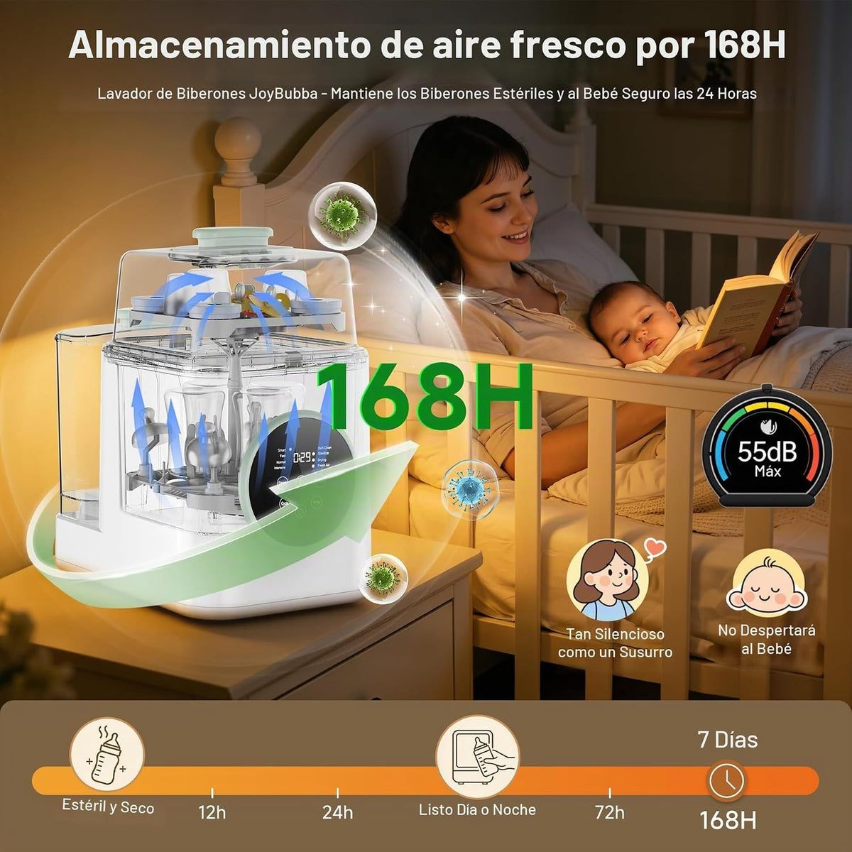 Lavado de biberones, esterilizador y secadora, diseño modular que a...