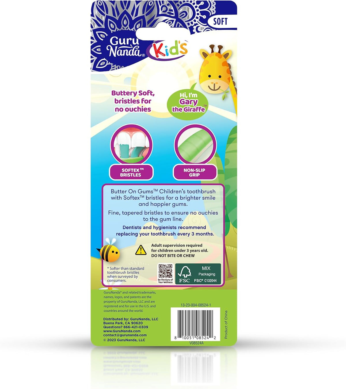 GuruNanda Butter On Gums - Cepillo de dientes para niños, paquete d...