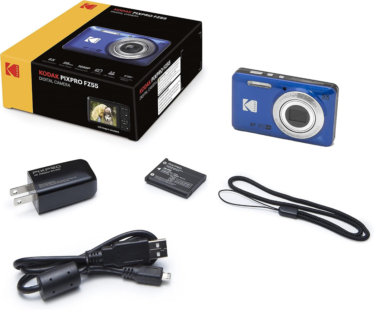 Cámara digital Kodak PIXPRO FZ55 (Azul) + Estuche para cámara Point...