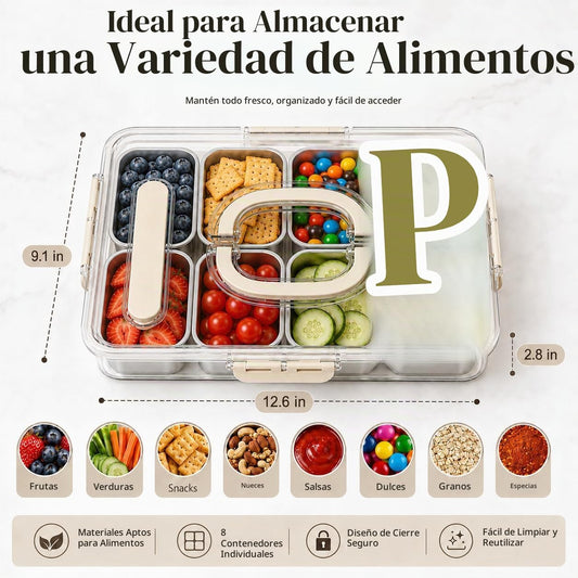Ankou Contenedor de caja de aperitivos, bandeja de servir dividida...