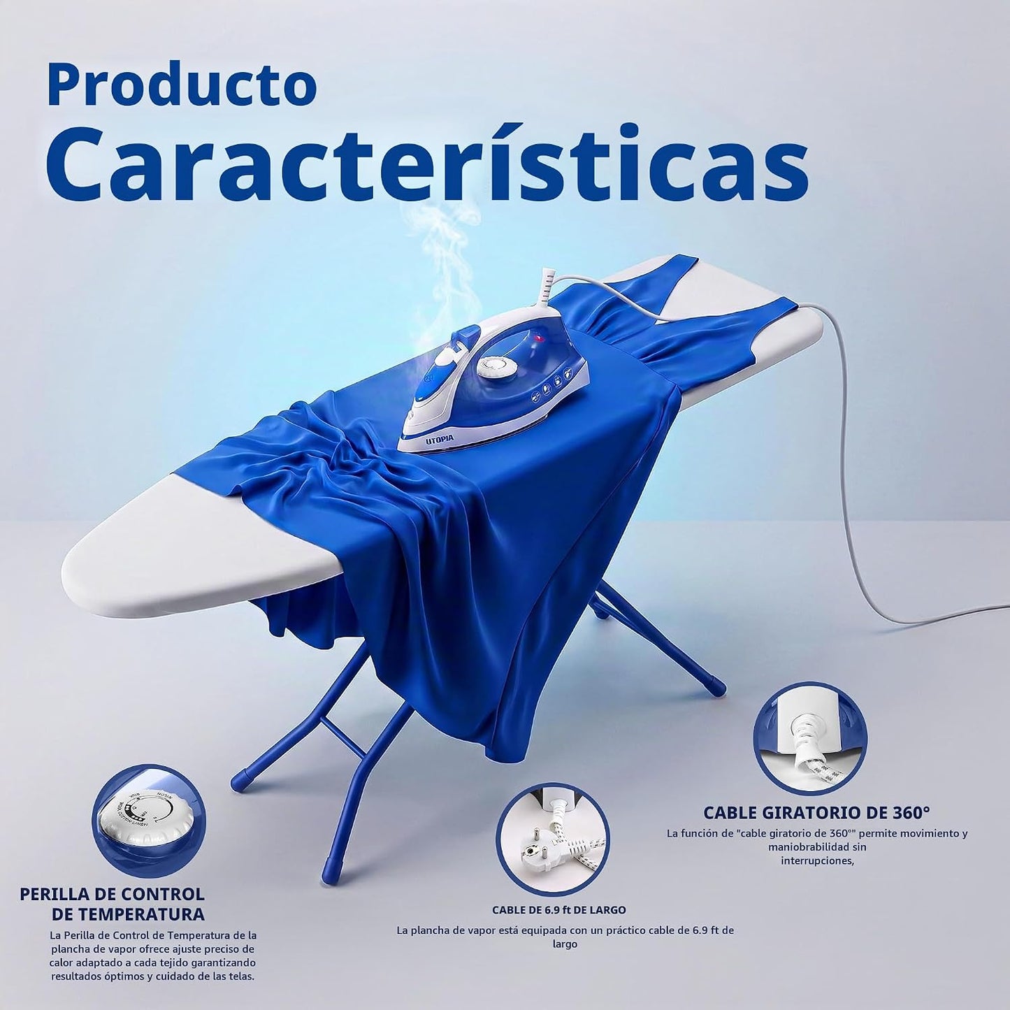 Utopia Home Plancha de vapor para ropa con suela antiadherente, pla...