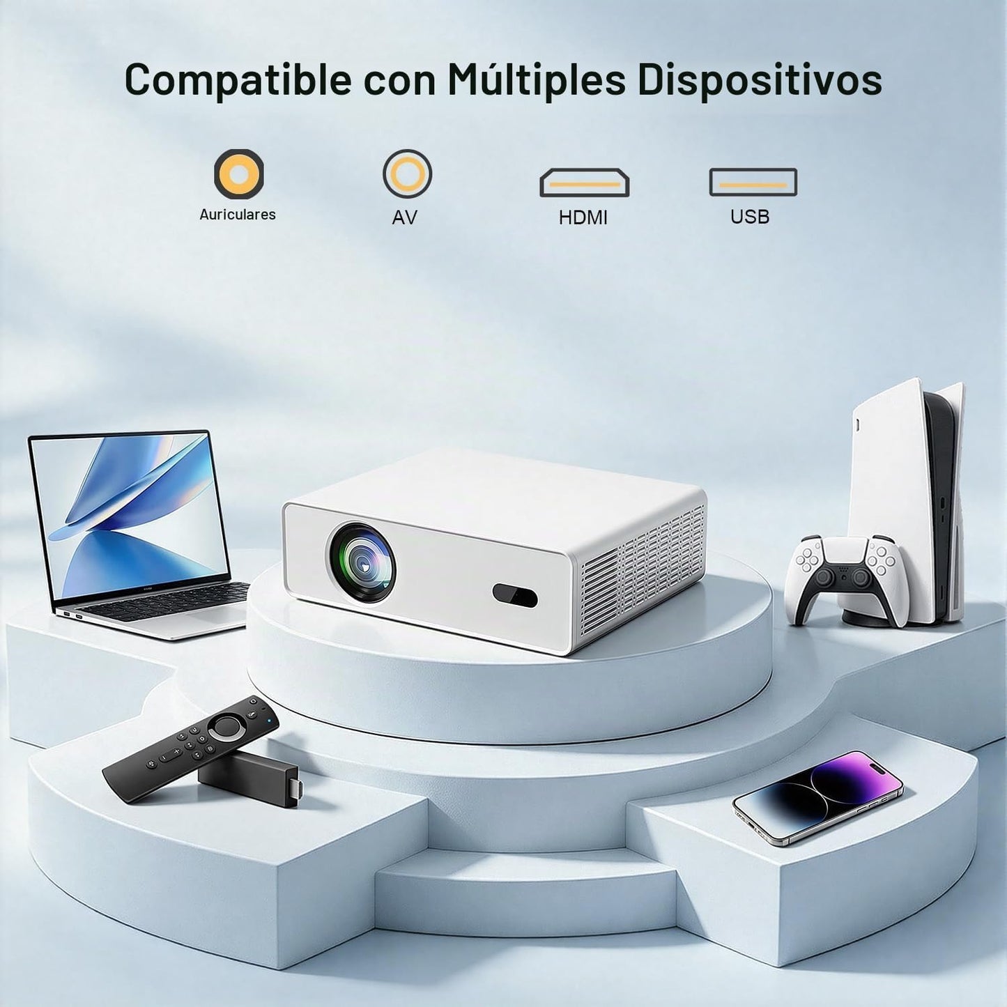 XENPONAD Proyector inteligente 4K, proyector nativo 1080P Full HD c...