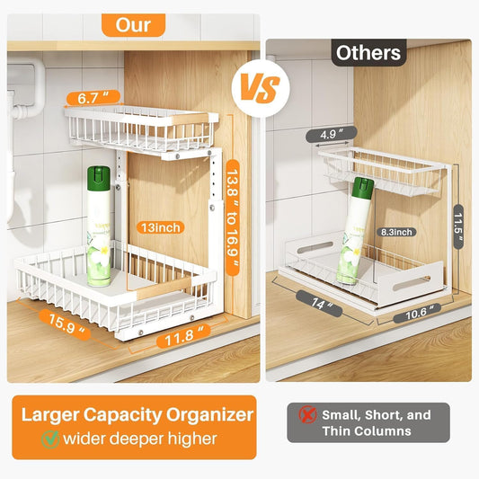 PXRACK Organizador para debajo del fregadero, altura ajustable, org...