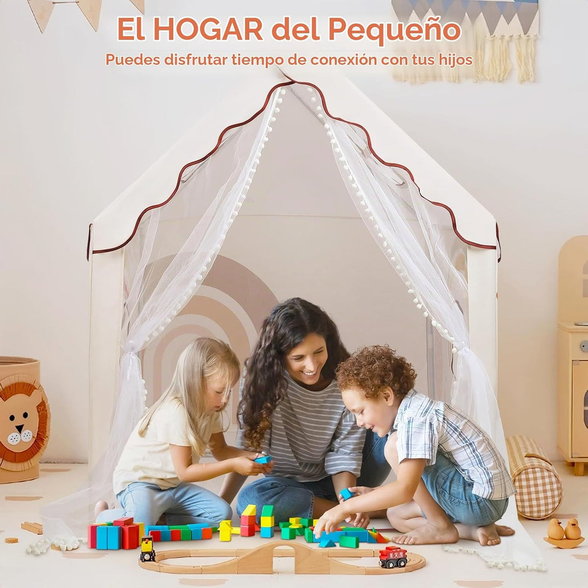 Tienda de campaña para niños con animales, estructura de juego pleg...