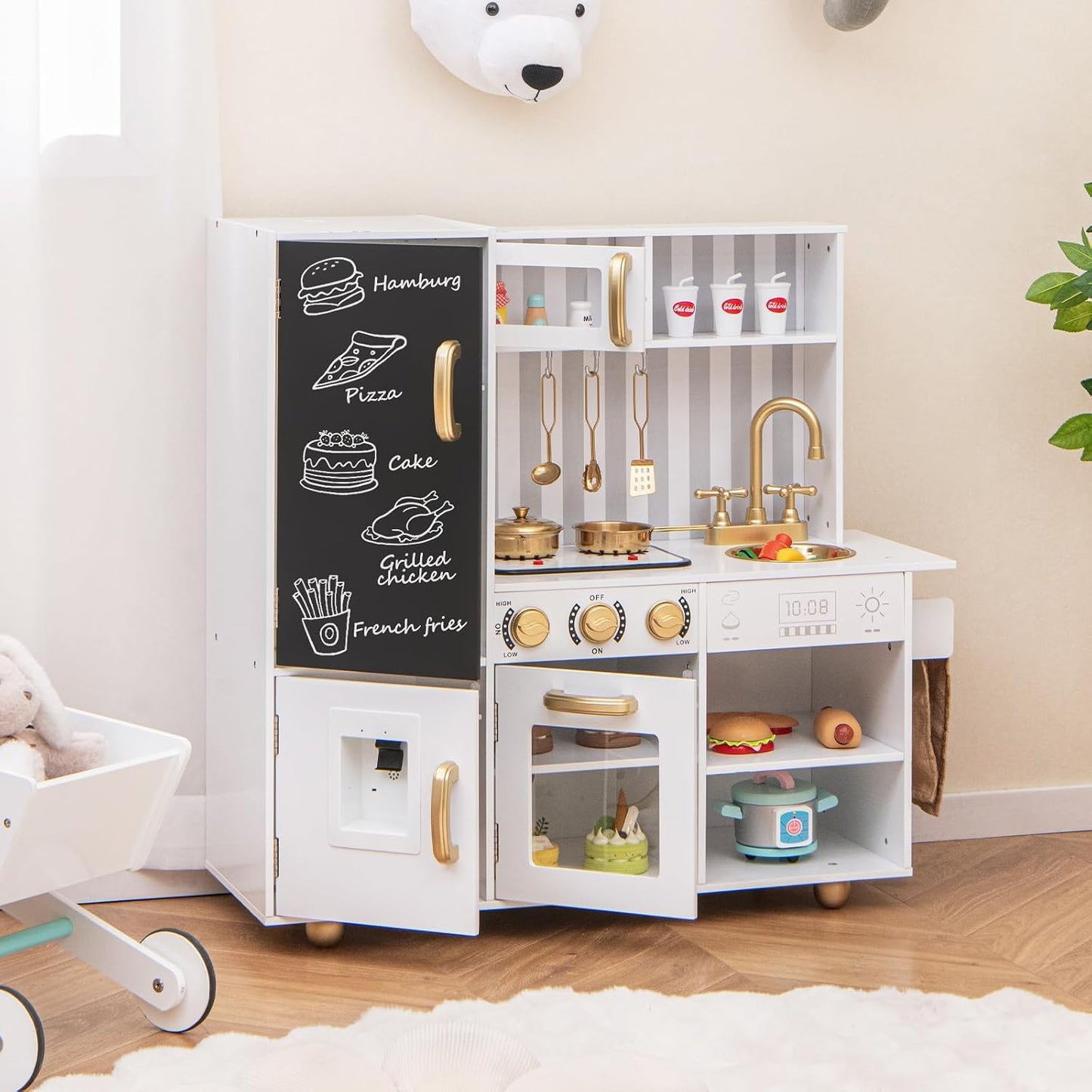 Costzon Cocina de Juguete para Niños, Juego de Cocina de Madera con...