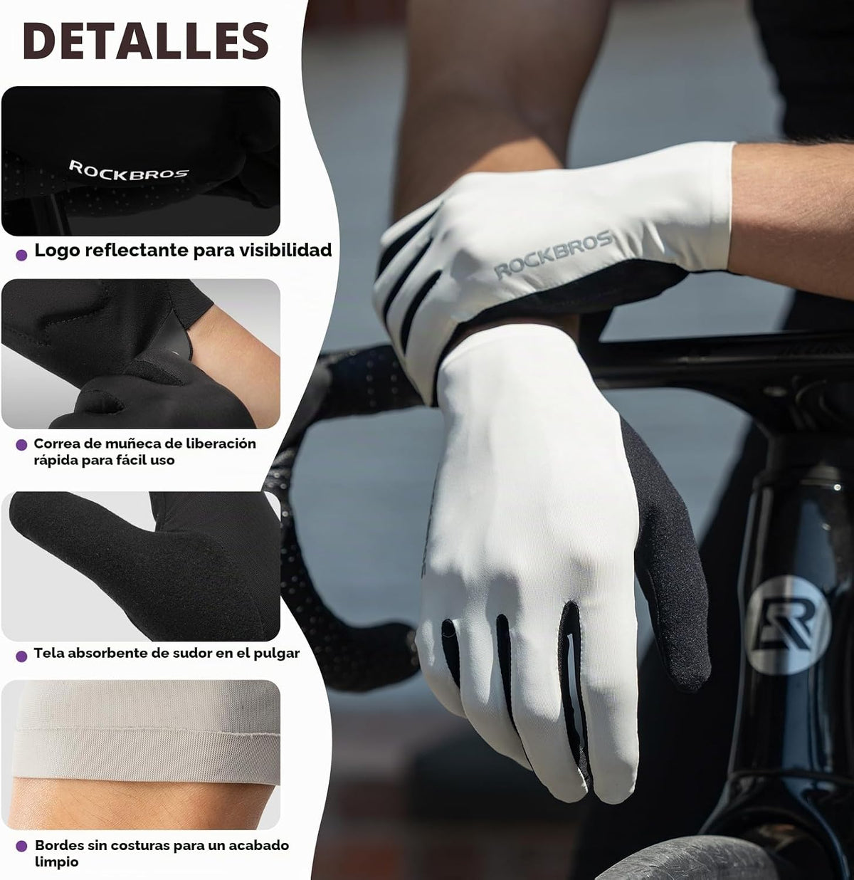 ROCKBROS Guantes de ciclismo para hombres y mujeres, SBR acolchados...