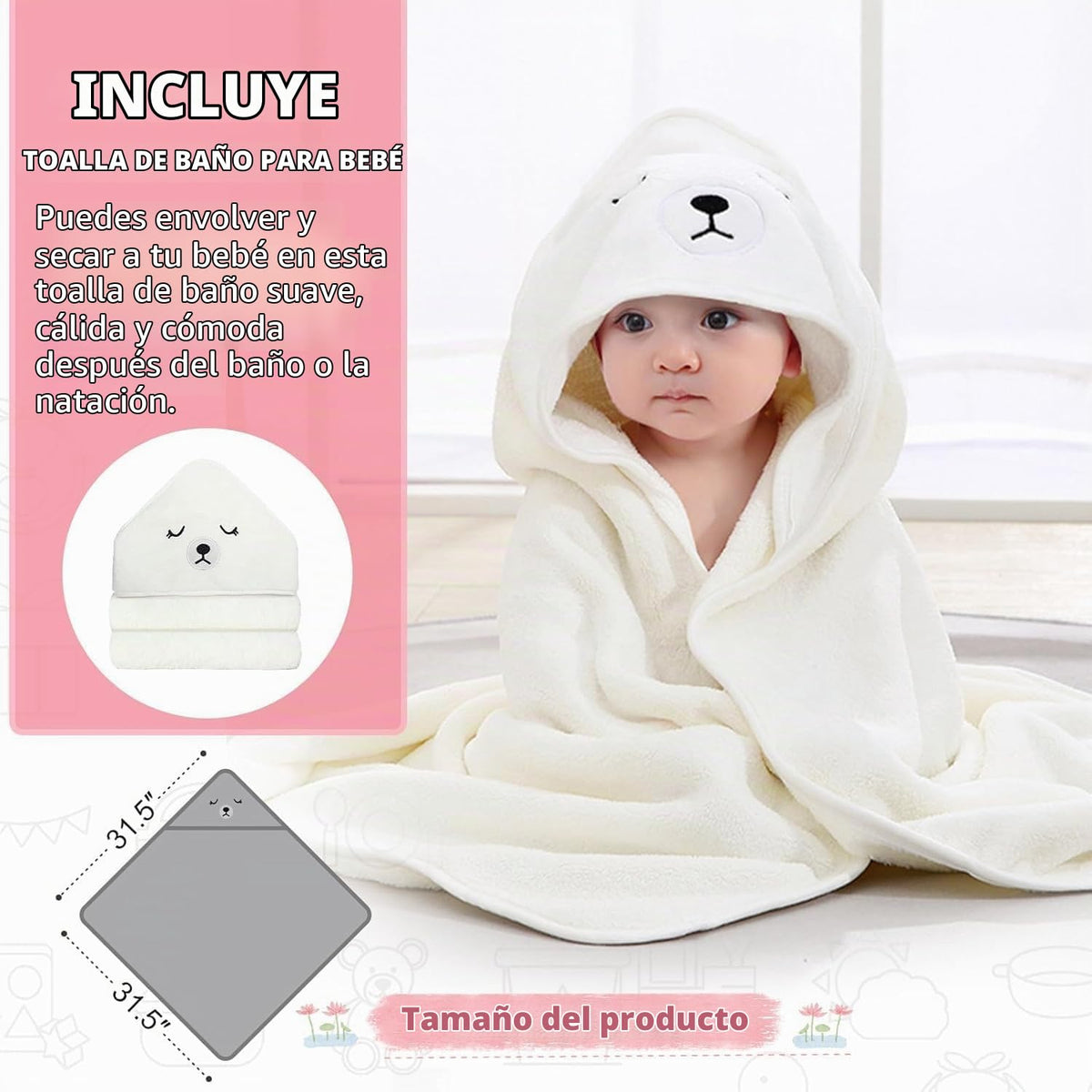 MoreFeel Bañera plegable para bebé recién nacido con termómetro y 1...