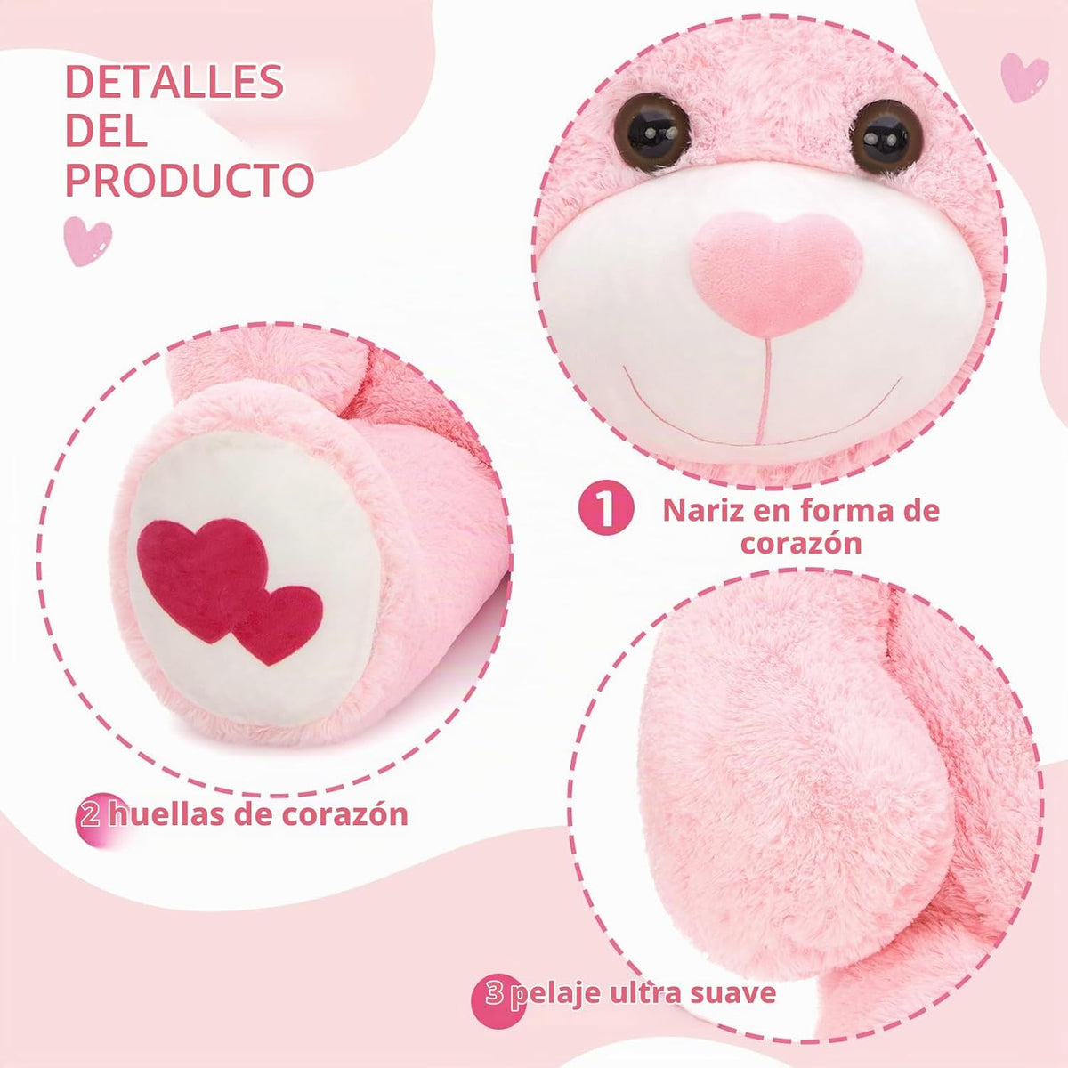 MaoGoLan Oso de peluche gigante rosa de 47 pulgadas, animal de pelu...