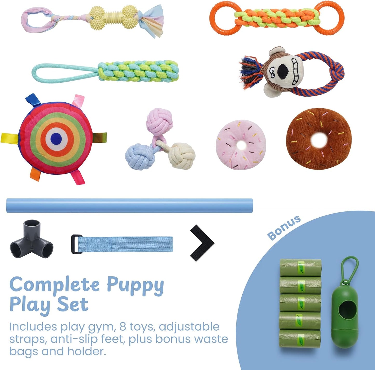 Nocciola Gimnasio de juego para cachorros con 8 juguetes colgantes,...