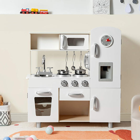 HONEY JOY Juego de cocina para niños, cocina de juego de madera fin...