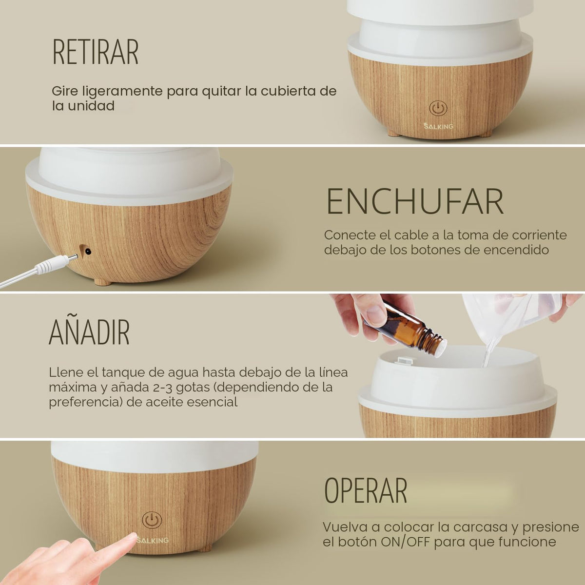 SALKING Difusor de Aceites Esenciales, Difusor de Aromaterapia Pequ...