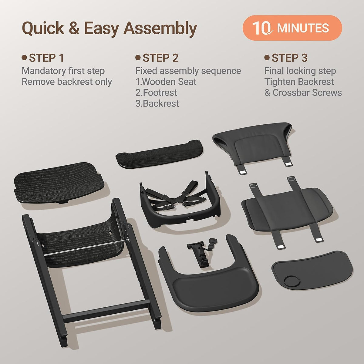 Mamazing GrowPod Pro - Silla alta de madera para bebés de 6 meses a...