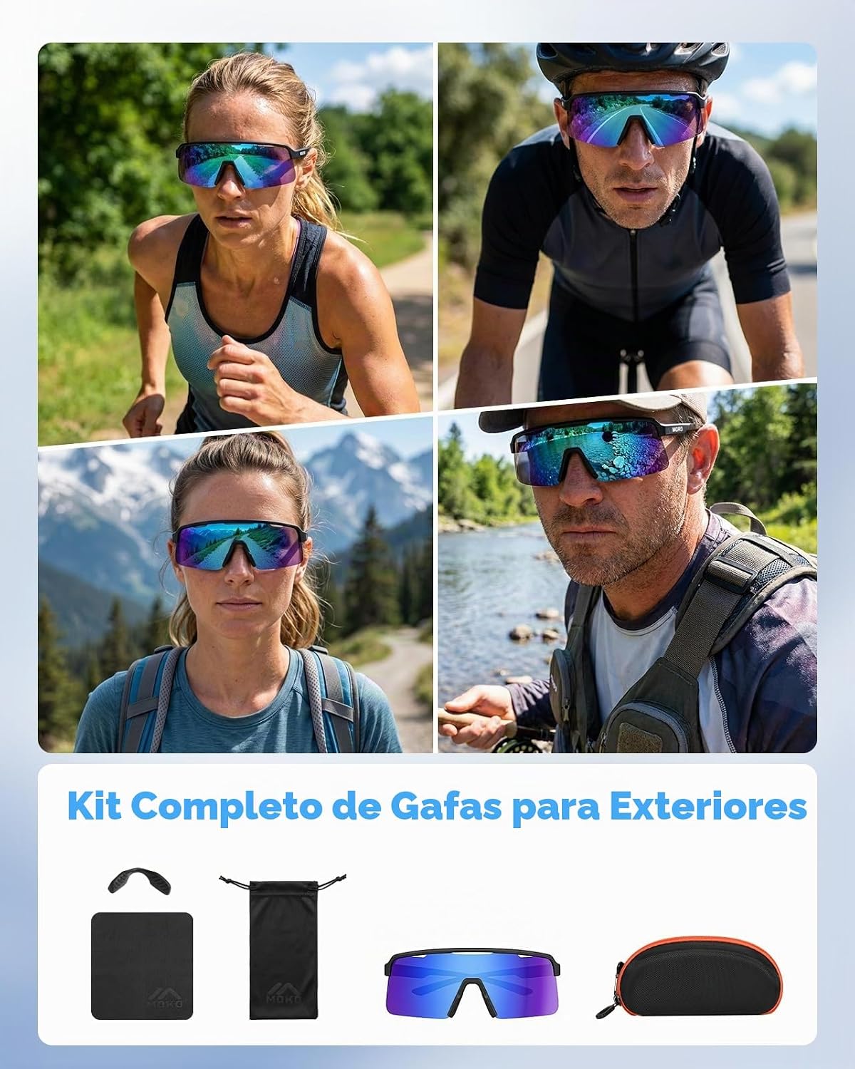 MoKo Gafas de sol polarizadas para correr para hombres y mujeres, u...