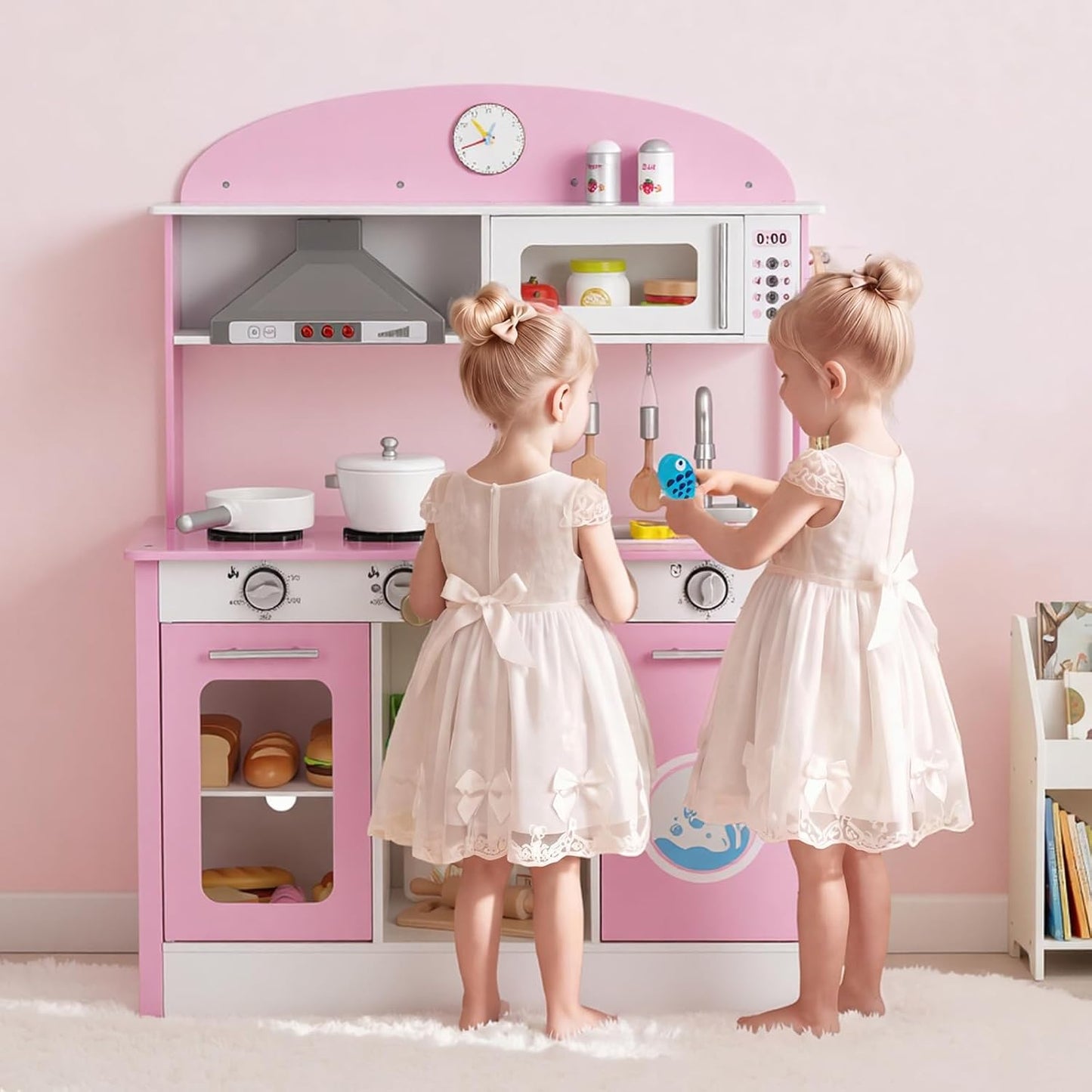 VEVOR Juego de cocina para niños, de madera, juego de cocina para n...