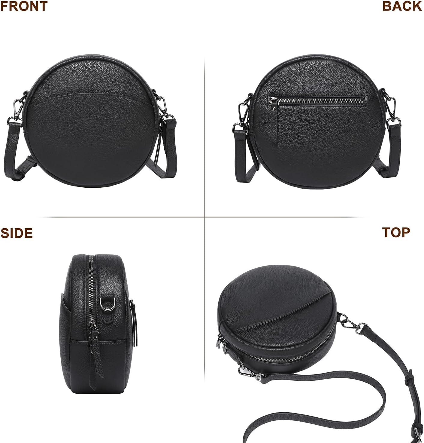 COOLCY Bolsos cruzados de cuero, bolso de hombro circular, bolso re...