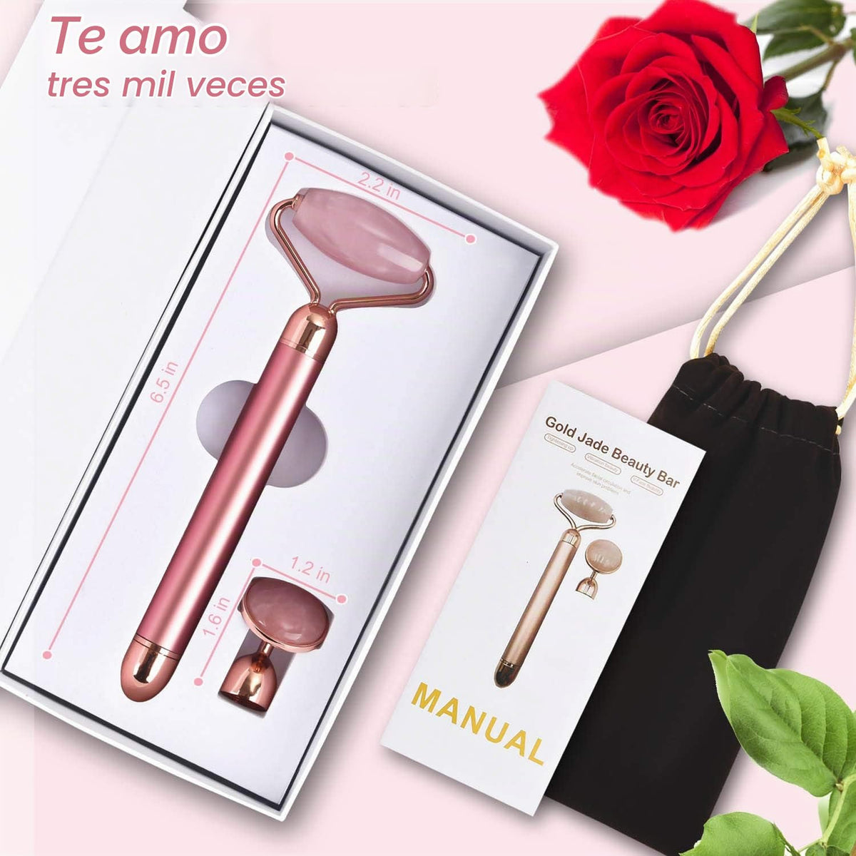 ZS ZESHIN Rodillo masajeador facial de jade vibratorio 2 en 1, rodi...